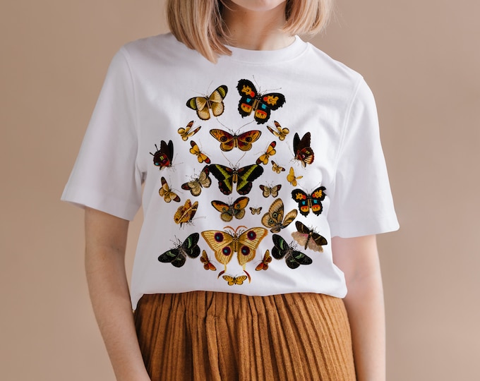 Cottagecore Butterfly Shirt, Moth Shirt, Cottagecore Shirt, Bug Shirt, Moth Short Sleve Shirt, Goblincore tee, Dark Witchy Shirt Unisex