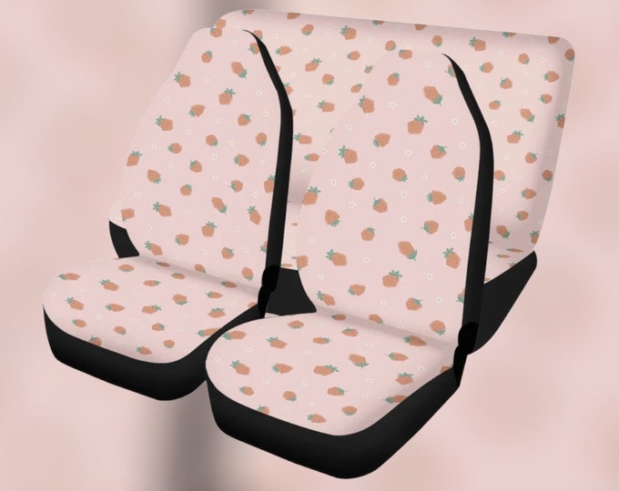 Car Seat Cover Kawaii Cute Strawberry Seat Covers for Car for Women, Car Seat Covers for Vehicle, Car Seat Cover Set, Car Cover for Seats