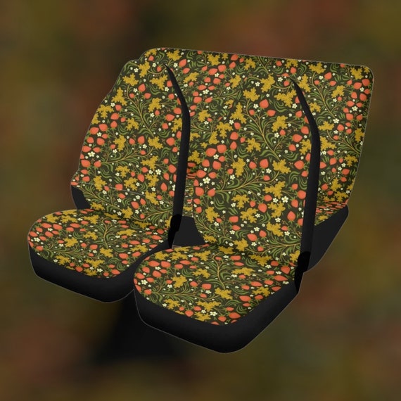 Vintage boho flowers Car Seat Covers, Nature Foral Cottagecore Seat Covers for vehicle, Nature car interior decor, cute car accessories gift