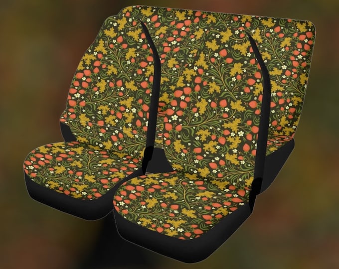 Vintage boho flowers Car Seat Covers, Nature Foral Cottagecore Seat Covers for vehicle, Nature car interior decor, cute car accessories gift