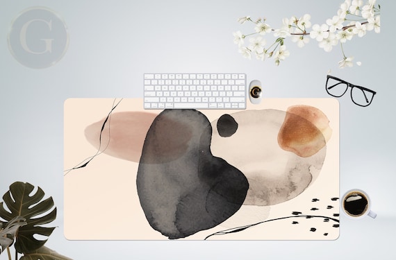 Boho Abstract modern art desk mat, watercolor line art desk mat, extra large gaming desk pad, extended mouse pad, desk mat cute wrist rest