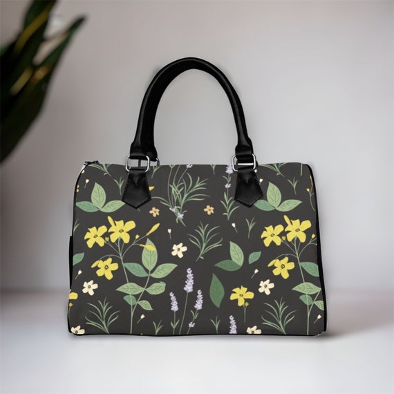 Cottagecore Wildflowers Cute Top Handle Vegan leather Cottagecore bag, Witchy began leather purse women, goth bag, hippies boho gift