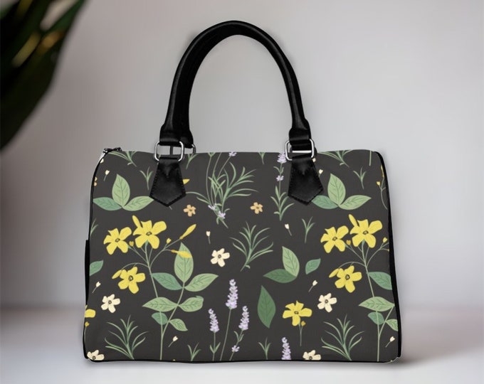 Cottagecore Wildflowers Cute Top Handle Vegan leather Cottagecore bag, Witchy began leather purse women, goth bag, hippies boho gift