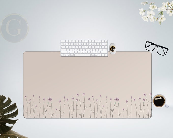 Boho Desk Mat, Cottagecore Simple Floral Extra Large Desk Mat , Home Office Desk Decor, Gift For Coworker, Extended Mouse Pad