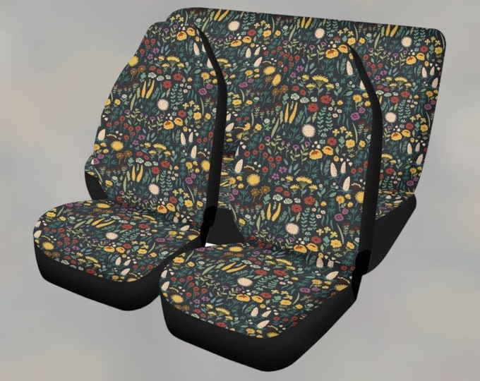 Cottagecore Wildflower Seat Cover, Botanical Herb Plant Car DEcor Floral Hippie Bphemian Cottagecore Car Interior Decor For women Seat cover