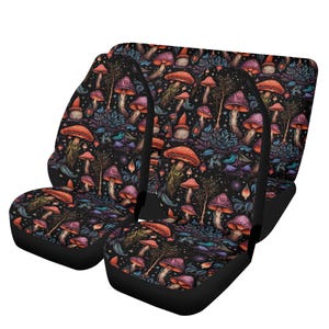 Witchy Mushroomcore Boho Car Seat Cover For Women, Cottagecore Witchy Celestial Front Bucket Seat Cover For Car Vehicle, Nature seat cover