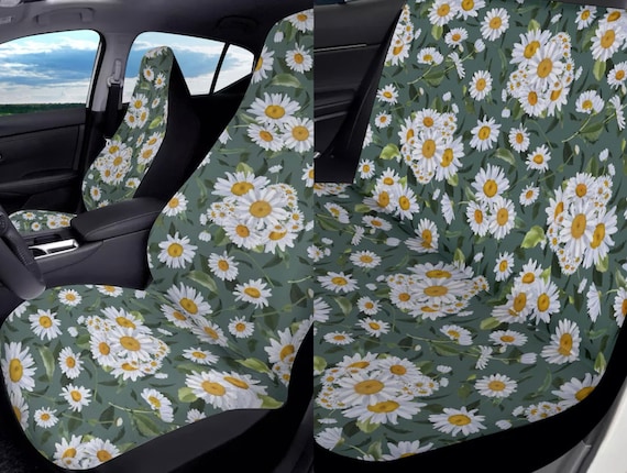 Boho Cottagecore Wildflower Daisy Car Seat Covers, Cute botanical nature Car Seat Cover for vehicle women car interior decor accessories