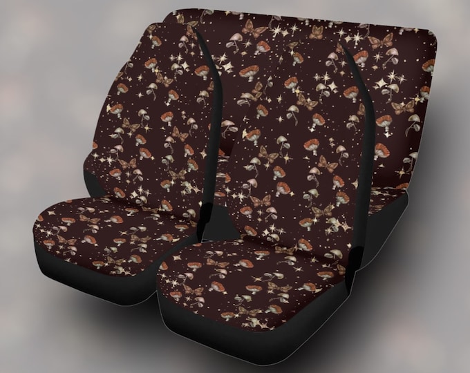 Boho Witchy Dark Cottagecore Car Seat Covers, Cute magic Mushroom Forest Car Seat Covers for vehicle, car interior decor, car accessories
