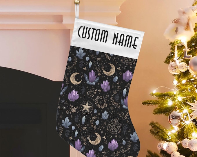 Custom Christmas Stocking, Witchy Custom Stuffer, Cottagecore Kawaii Witch Stocking, Fairycore Christmas Stocking, dark academia witchy gift