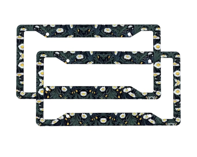 Cottagecore daisy license plate frame, Green nature plate cover, Car exterior decor, car accessories gift, boho hippies gift, new car gift