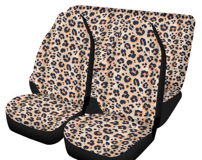 Leopard Print Car Seat Covers, Nature Animal Print Cottagecore Seat Covers for vehicle, Nature car interior decor, cute car accessories gift