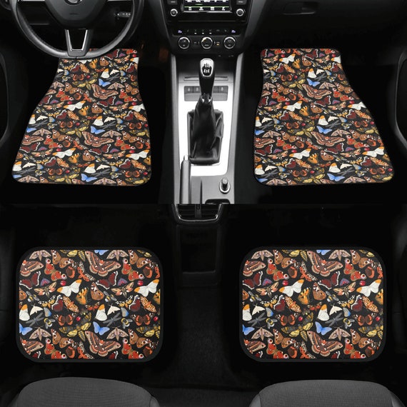 Cute colorful Butterflies and Moths Car Floor Mats, Cottagecore boho car accessories, indie car decor women girls car mats set car interior