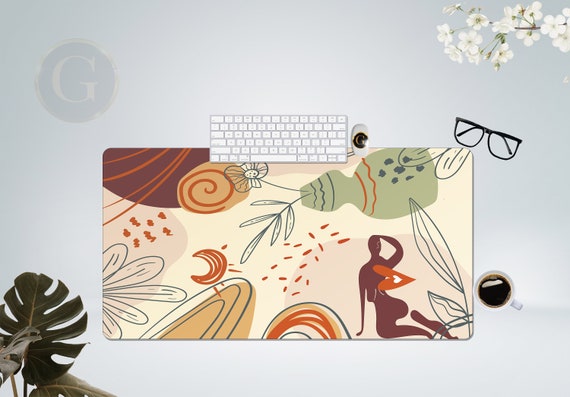 Colorful Floral Boho Desk Mat, Abstract Desk Mat, Cute Desk Mat, Mouse Mat, Extended Mouse Pad, Extra Large Desk Mat, Large Mouse Pad