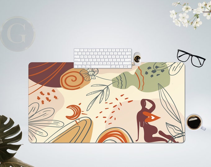 Colorful Floral Boho Desk Mat, Abstract Desk Mat, Cute Desk Mat, Mouse Mat, Extended Mouse Pad, Extra Large Desk Mat, Large Mouse Pad