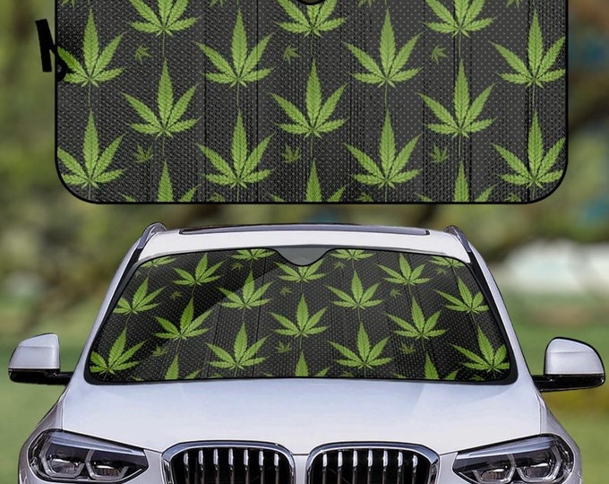 Cannabis Leaf Car sunshade for windshield cottagecore plants herb Window Sun Blocker funny car accessories gift vehicle windshield protector