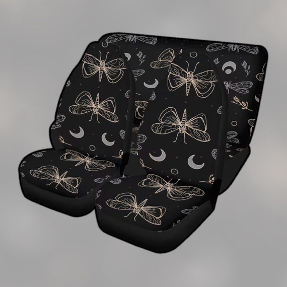 Boho Moon Moth Car Seat Covers, Dark Cottagecore magic forest Cute Car Seat Covers for vehicle, Witchy car interior decor, car accessories