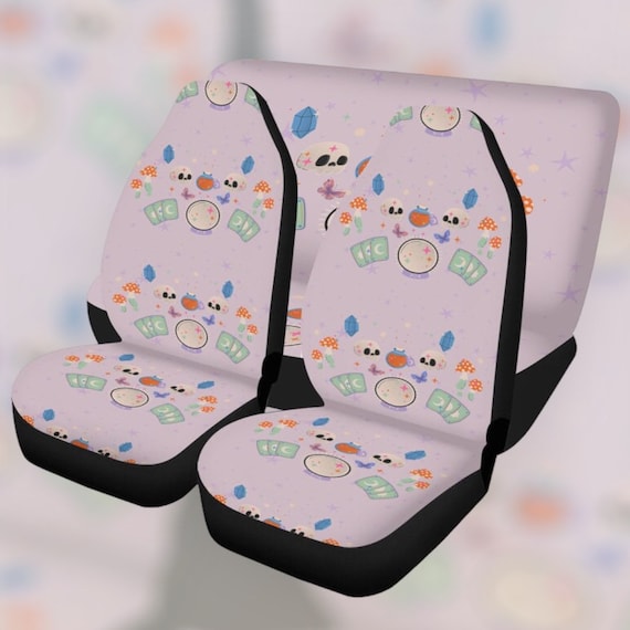 Kawaii Pastel Pink Car Seat Covers, Kawaii Witch Seat Covers for vehicle, Cute car interior decor, car accessories gift, occult seat cover