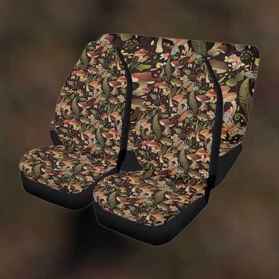 Boho Mushroom Forest Aesthetic Cottagecore Car Seat Cover For Women, Cute Mushroomcore Front Seat Cover For Car Vehicle, Boho Car Decor