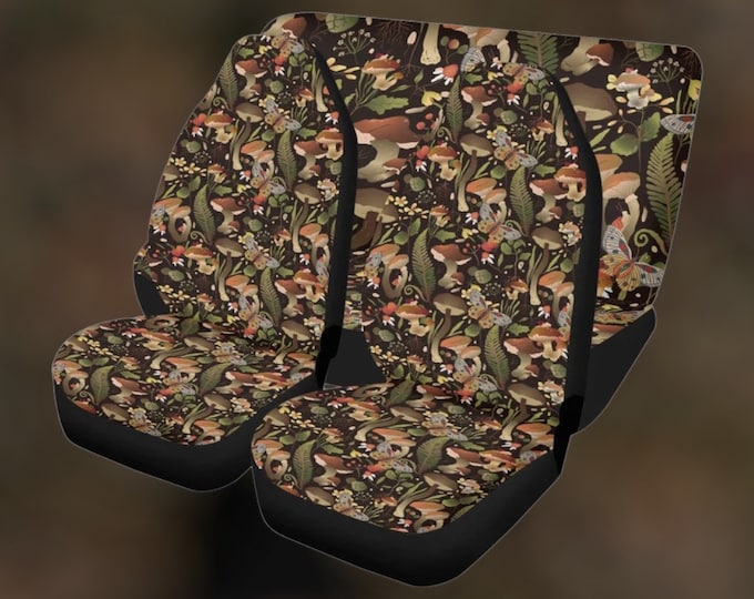 Boho Mushroom Forest Aesthetic Cottagecore Car Seat Cover For Women, Cute Mushroomcore Front Seat Cover For Car Vehicle, Boho Car Decor