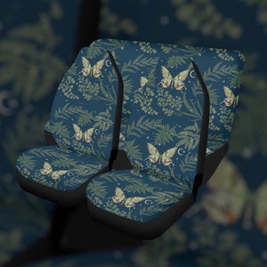 boho Fern blue Car Seat Covers, Boho Cottagecore Seat Covers for vehicle, Boho car interior decor, cute car accessories gift boho floral
