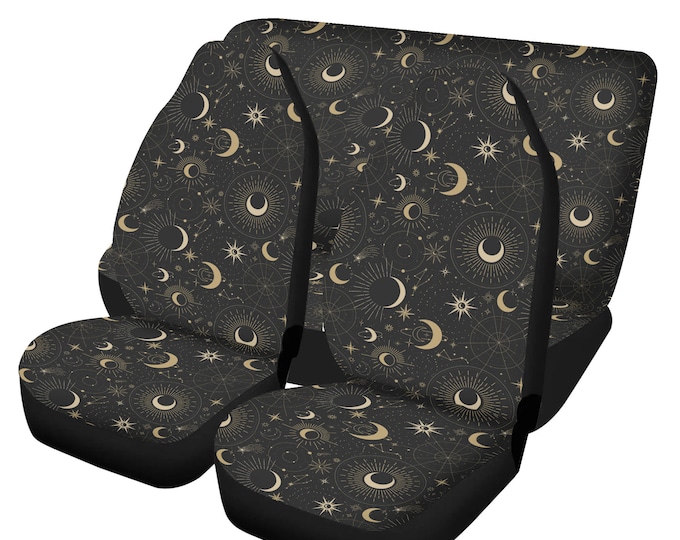 Astrology Boho Car Seat Cover For Women, Mystical Tarot Cute Celestial Front Bucket Seat Cover For Car Vehicle, Astrology Moon seat cover