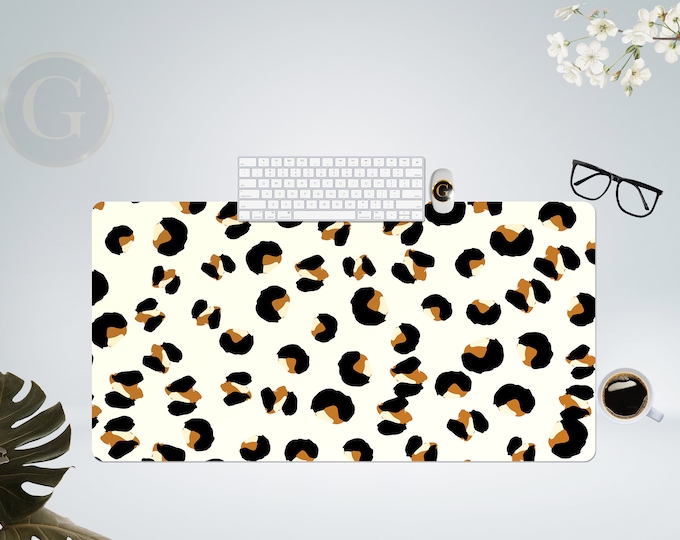 Abstract Leopard Print Extra Large Desk Mat with Multiple Size Options, Cute Desk Mat For Home, Gift For Coworker, Extended Mouse Pad