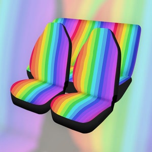 Rainbow Colorful Trendy Car Seat Covers, cute Car Seat Covers for vehicle, boho witch car interior decor, car accessories boho hippies gift