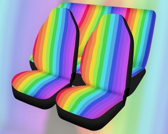 Rainbow Colorful Trendy Car Seat Covers, cute Car Seat Covers for vehicle, boho witch car interior decor, car accessories boho hippies gift