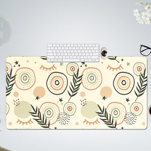 Boho Pastel Floral Desk Mat, Abstract Desk Mat, Cute Desk Mat, Mouse Mat, Extended Mouse Pad, Extra Large Desk Mat, Large Mouse Pad
