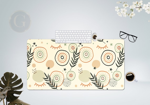 Boho Pastel Floral Desk Mat, Abstract Desk Mat, Cute Desk Mat, Mouse Mat, Extended Mouse Pad, Extra Large Desk Mat, Large Mouse Pad