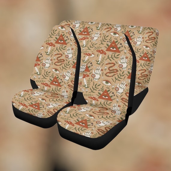 Mushroom Seat Cover for Car Full Set, Boho Witchy Car Seat Cover Set for Women, Cottagecore Seat Cover for Vehicle, Aesthetic Car Accessory