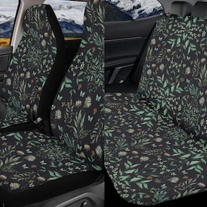 Cottagecore Wildflowers Forest car seat covers, front back seat covers for Vehicle, Car accessories decor for women, Mushroom seat covers