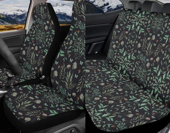 Cottagecore Wildflowers Forest car seat covers, front back seat covers for Vehicle, Car accessories decor for women, Mushroom seat covers