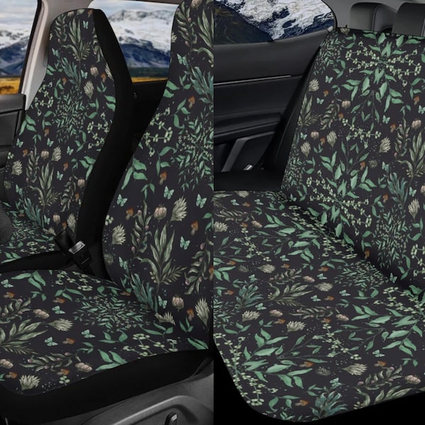 Cottagecore Wildflowers Forest car seat covers, front back seat covers for Vehicle, Car accessories decor for women, Mushroom seat covers