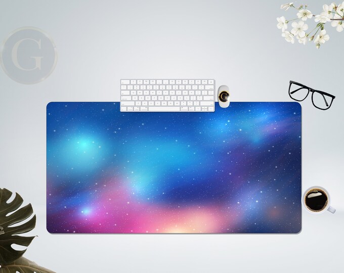 Shiny Deep Space Galaxy Desk Mat, Extra LArge desk Mat, Aesthetic Desk Accessory, Modern Desk Accessories, Keyboard Mat, Gift For Coworker