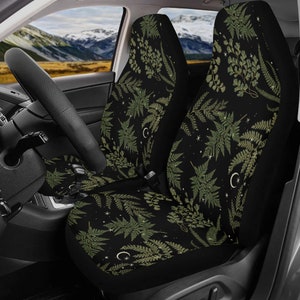 Cottagecore witchy Celestial fern forest Car Seat Cover, Green nature Front back seat cover, Car headrest interior decor, car accessories
