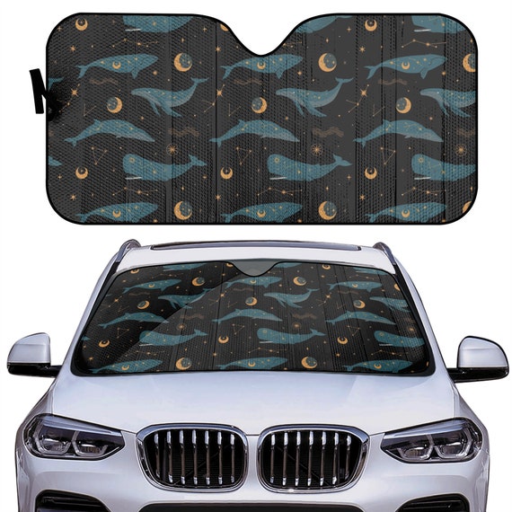 Celestial Whales Car sunshade for windshield, cottagecore witchy tarot Window Sun Blocker celestial car accessories Auto Decor Screen