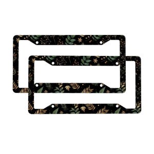 Witchy Fern Forest Green License Plate Frame, Botanical Floral Car Accessories, Cottagecore Nature Aesthetic Vehicle Decor, Boho Car Gift