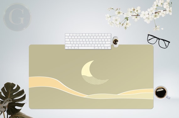 Minimal Moon Boho Desk Mat, Extra Large Desk Mat with Multiple Size Options, Home Office Desk Decor, Gift For Coworker, Extended Mouse Pad
