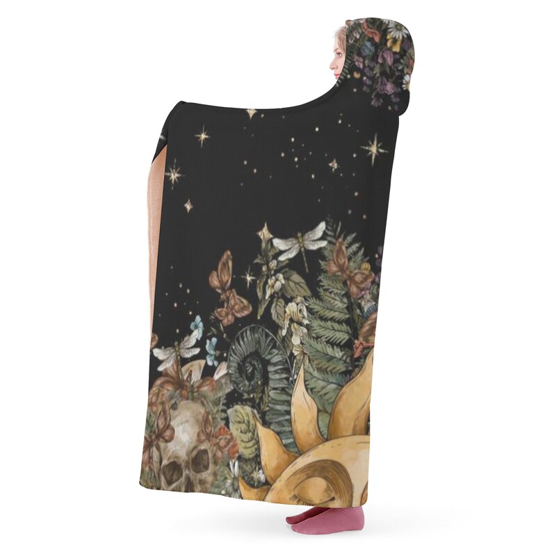 Manta con capucha bruja mística Cottagecore, manta Cottagecore suave para otoño e invierno, manta para regalo de Navidad, regalo casero Cottagecore imagen 4
