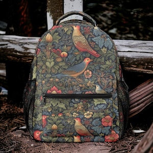 Sac à dos mignon Birds Forest Cottagecore, sac à dos forêt nature verte, sac à dos de rentrée, sac d'école vert sorcière nature botanique