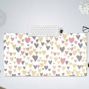 Boho süße bunte Herzen Schreibtischmatten, bunte minimalistische Schreibtischunterlage, kleine Herzen Schreibtischunterlage, extra große Schreibtischunterlage Mousepad