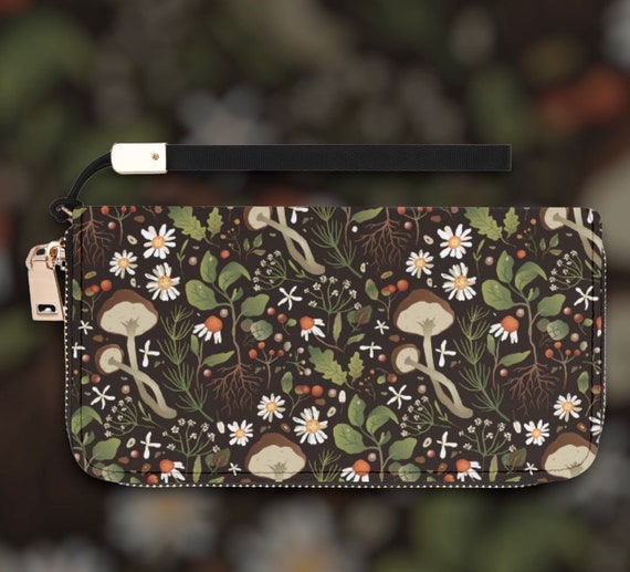 Trippy Mushroom PU Leather Wallet Phone Purse - Compact, 8 Card Slots, Zipper Coin Pocket For Women & Men - View #3