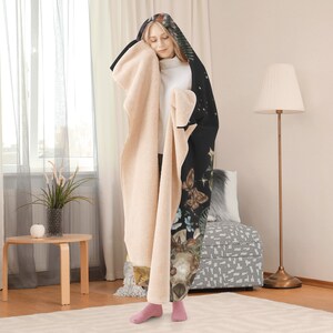 Manta con capucha bruja mística Cottagecore, manta Cottagecore suave para otoño e invierno, manta para regalo de Navidad, regalo casero Cottagecore imagen 2