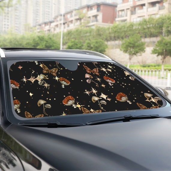 Magic mushroom Car Windshield Sun Shade with Storage Pouch Car Auto Sunshades for Windshield for UV Rays Protection Car Interior Accessories