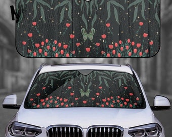 Starry Forest Auto Sonnenschutz für Windschutzscheibe, Cottagecore Motte grün Fenster Sonnenschutz Himmel Autozubehör Auto Decor Screen