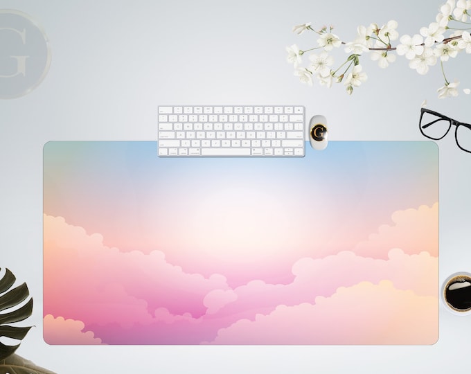 Pink Sky Gaming Desk Mat with Multiple Size Options, Cute desk Mat Fore Home Office, Gift For Coworker, Extended Mouse Pad, Decorative Mat