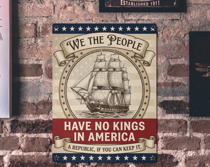 USA Semiquincentennial Sign, We The People Have No Kings in America Metal Sign, Patriotic Wall Decor, Unique Metal Sign, Vintage Metal Sign
