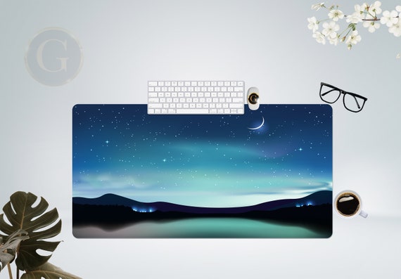 Mountain Lake Starry Night Desk Mat with Multiple Size Options, Extra Large Desk Mat For Home Office, Gift For Coworker, Extended Mouse Pad