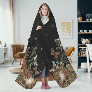 Manta con capucha bruja mística Cottagecore, manta Cottagecore suave para otoño e invierno, manta para regalo de Navidad, regalo casero Cottagecore imagen 3